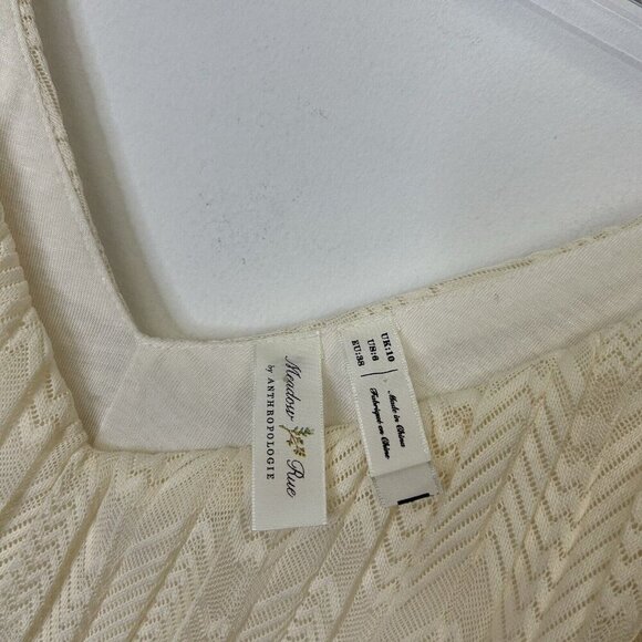 Anthropologie Meadow Rue Ivory Dress Womens Size 6 Pleated Sleeveless Slip - Picture 3 of 9